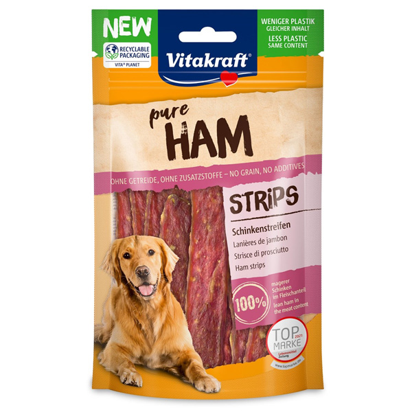 Vitakraft - Dog Snack Pure Ham Strisce di Carne di Prosciutto